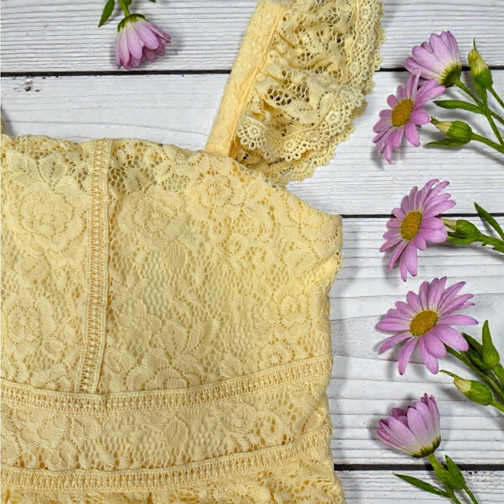 Girls Yellow Lace Dress - Picture 3 of 6